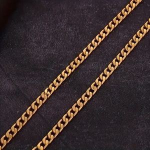 6mm 18K Gold Plated Cuban Link Chain 18" Long